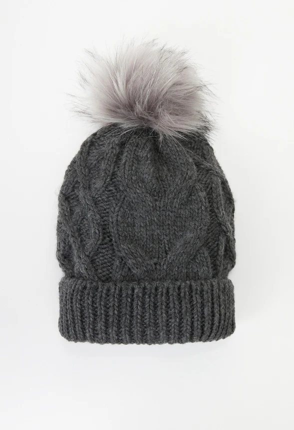 Cable Knit Pom Beanie - Image 2