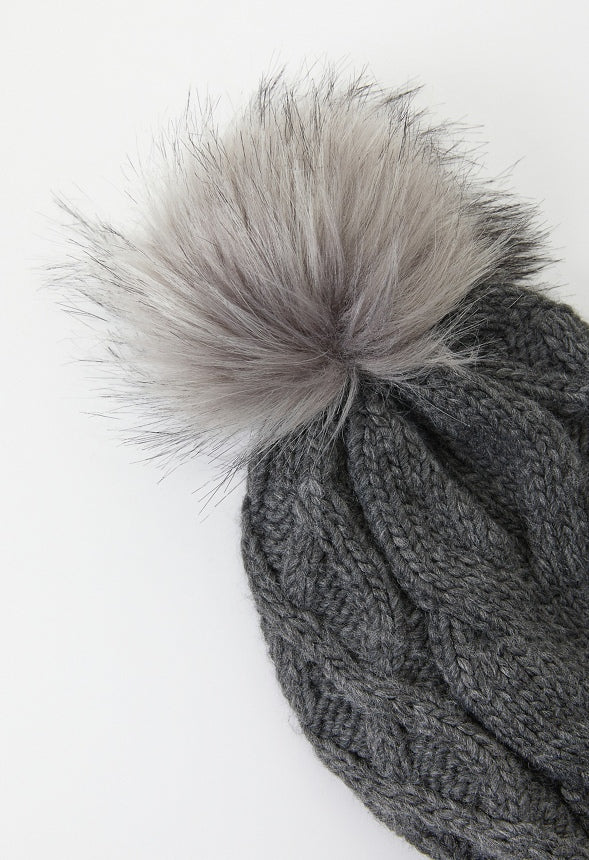 Cable Knit Pom Beanie - Image 3