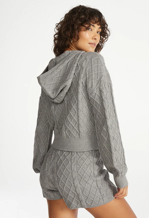 Cable Knit Pullover Hoodie - Image 2