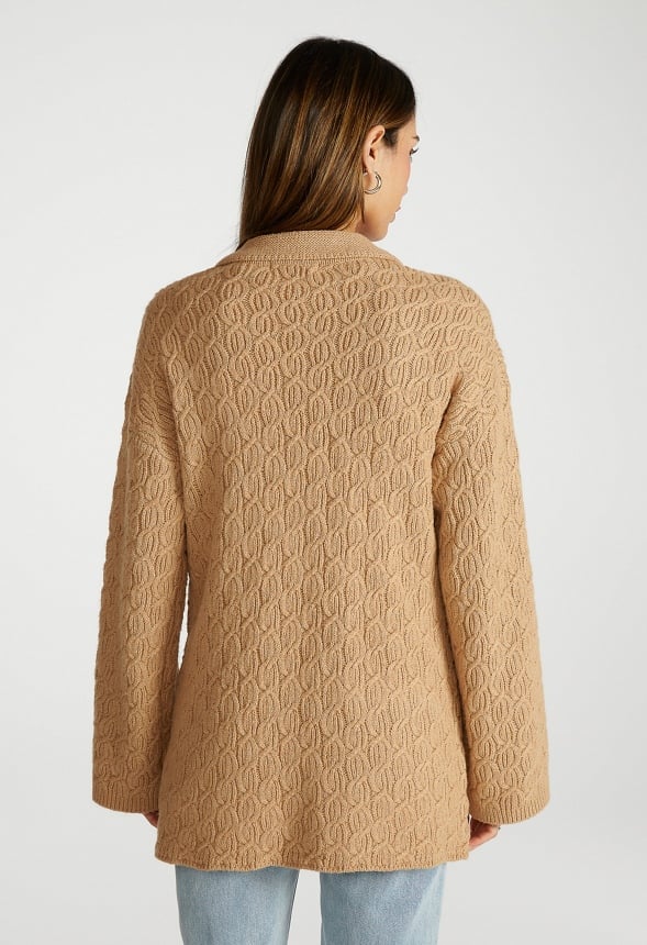 Cable Knit Shawl Cardigan - Image 3