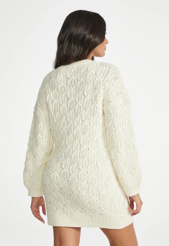 Cable Long Sleeve Mini Dress - Image 2