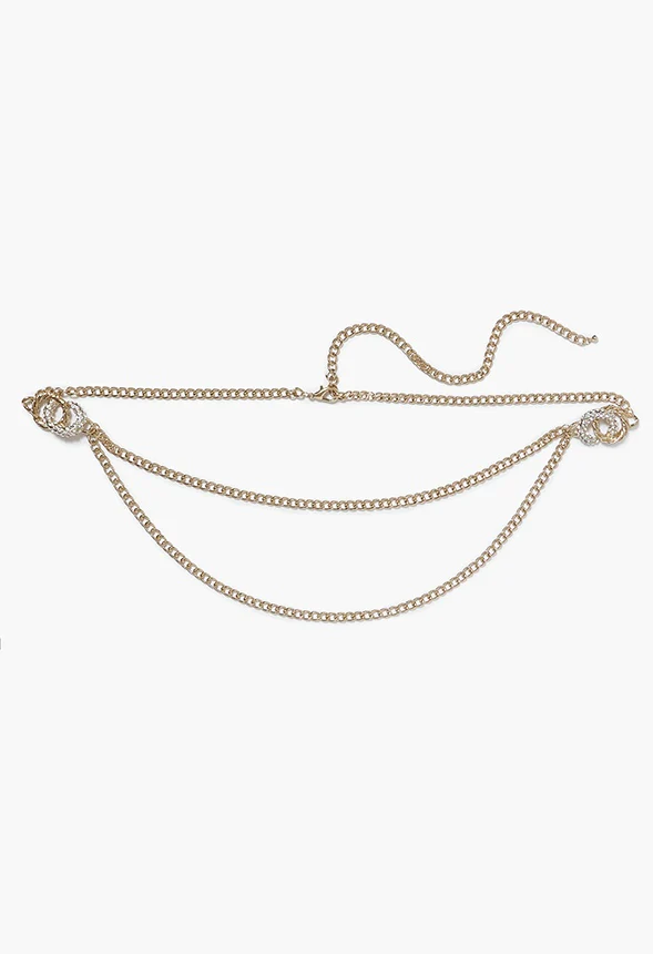 Carly Pave Ring Draped Chain Belt - Image 3
