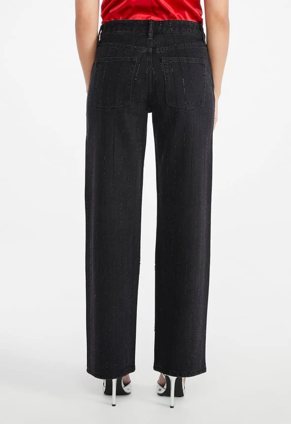 Carter Rhinestone Mid Rise Straight Leg Jeans - Image 2