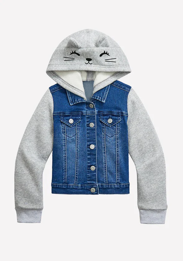 Cat Hooded Denim Jacket - Image 2
