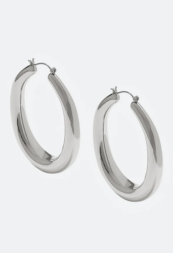 Cay Oval Smooth Tube Hoop Earrings - Image 3