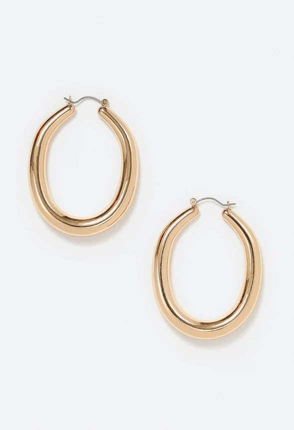 Cay Oval Smooth Tube Hoop Earrings - Image 2