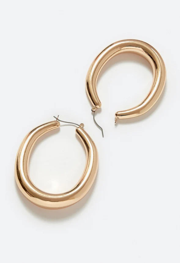 Cay Oval Smooth Tube Hoop Earrings - Image 4
