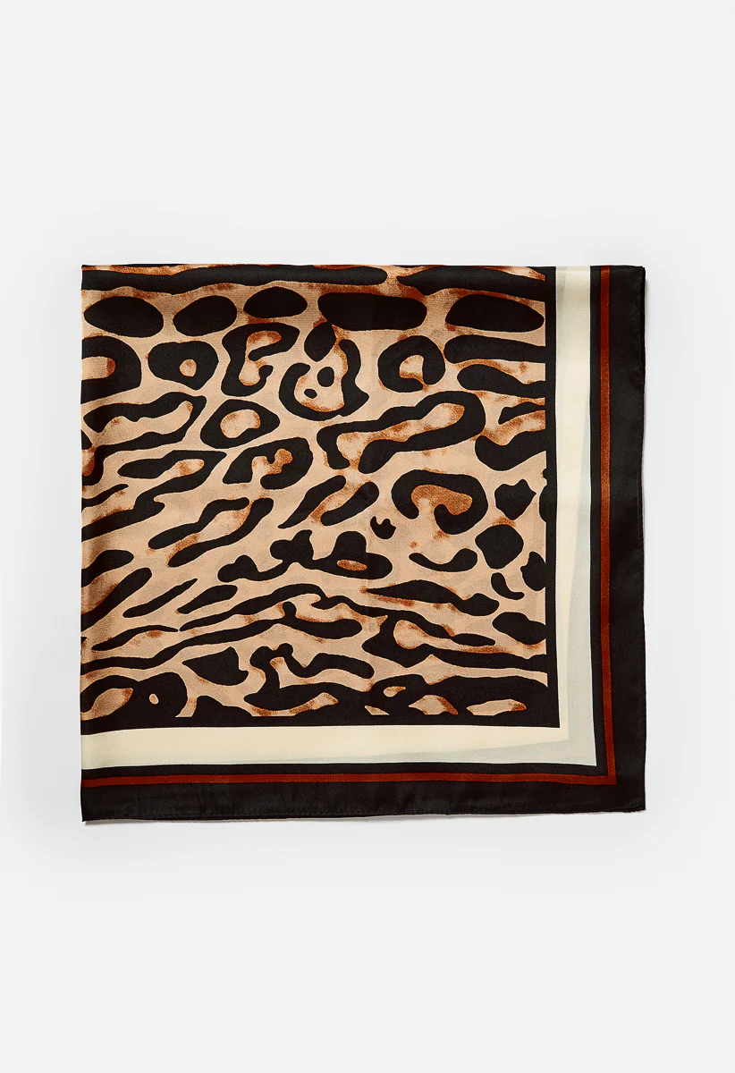 Caz Animal Print Silk Like Square Scarf - Image 3
