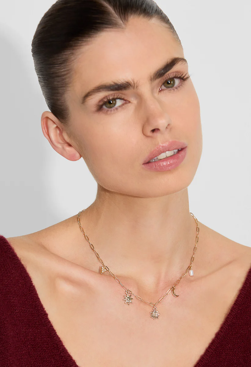 Celeste Stars And Moon Charm Necklace - Image 2