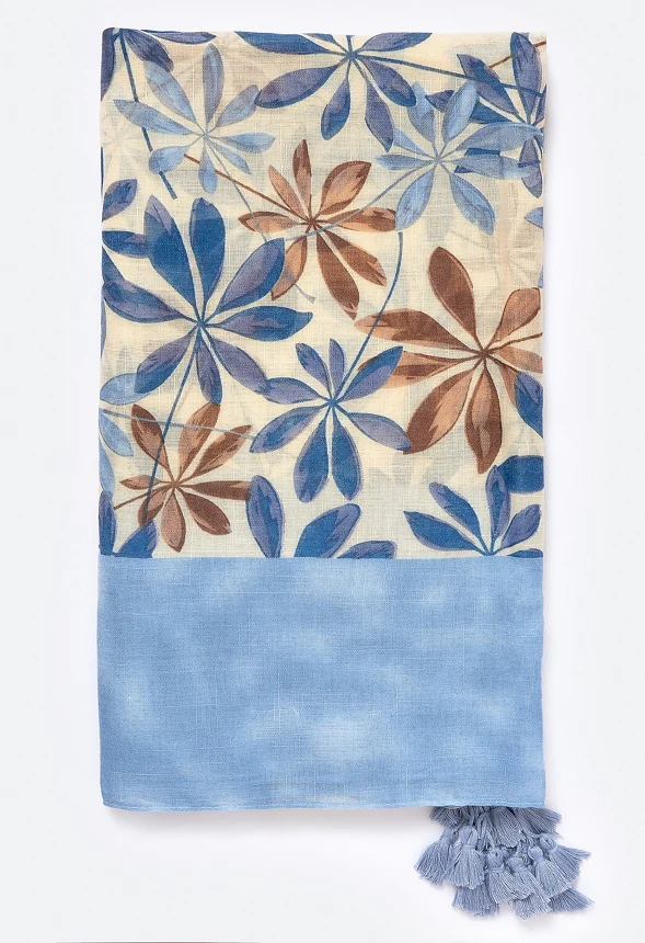 Celia Blue Flower Print Scarf - Image 2