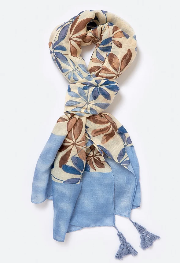 Celia Blue Flower Print Scarf - Image 3