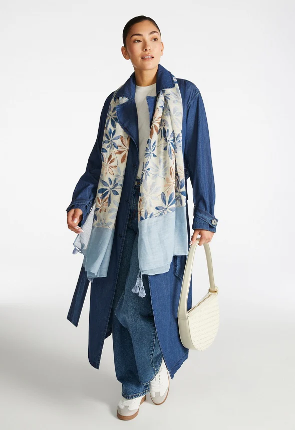 Celia Blue Flower Print Scarf - Image 5