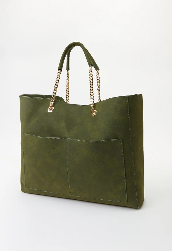 Chain Handle Tote With Front Pockets - Image 3
