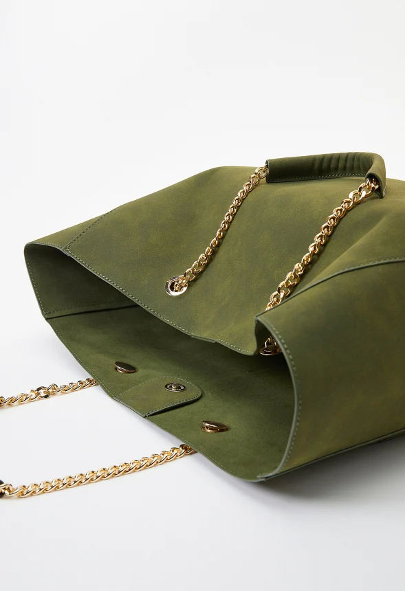 Chain Handle Tote With Front Pockets - Image 6