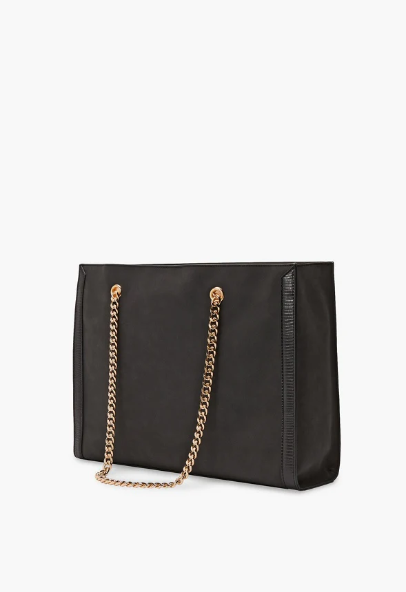 Chain Strap Tote With Twisted Hardware - Image 2