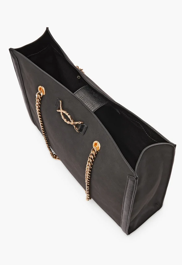 Chain Strap Tote With Twisted Hardware - Image 4