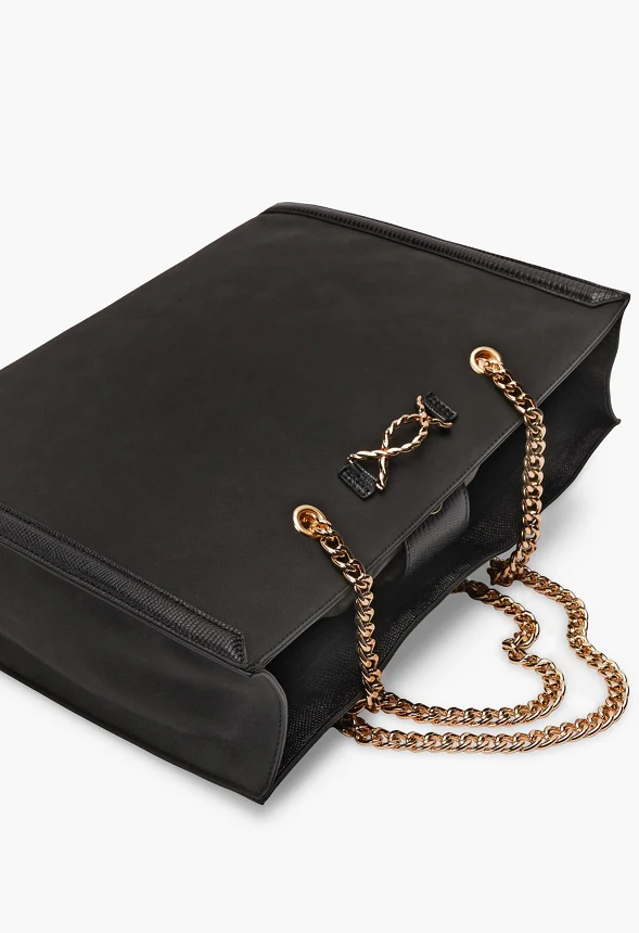 Chain Strap Tote With Twisted Hardware - Image 5