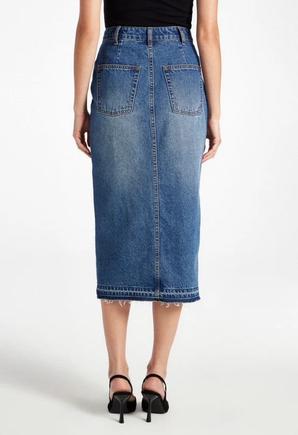Chandler Crossover Denim Midi Skirt - Image 2