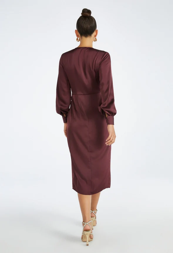 Charmeuse Midi Wrap Dress - Image 2
