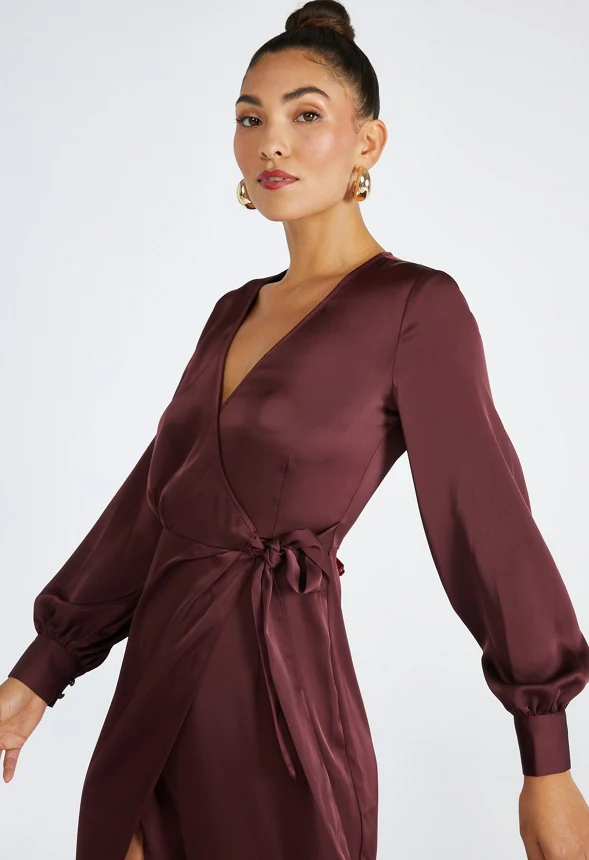 Charmeuse Midi Wrap Dress - Image 3