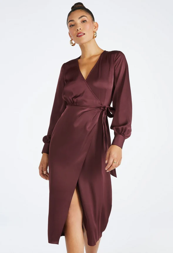 Charmeuse Midi Wrap Dress - Image 4
