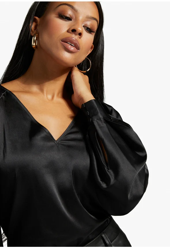 Charmeuse Volume Sleeve Blouse - Image 3