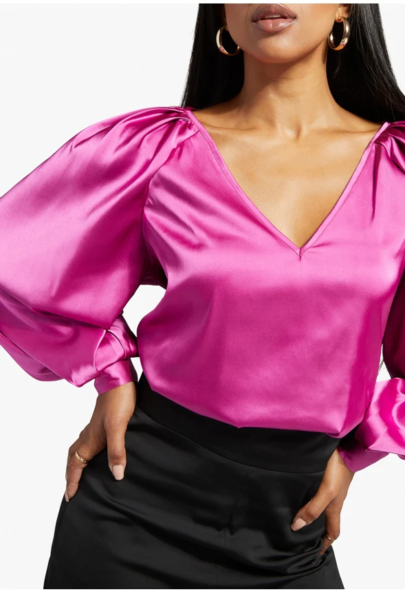 Charmeuse Volume Sleeve Blouse - Image 2