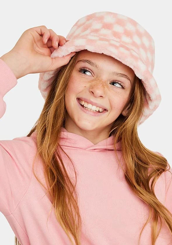 Checker Fur Bucket Hat - Image 2