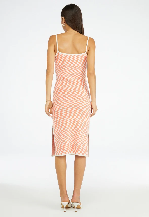 Checkered Jacquard Midi Dress - Image 2