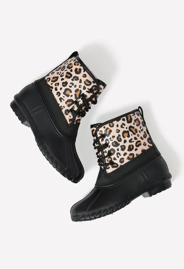 Cheetah Lace Up Duck Boot - Image 4