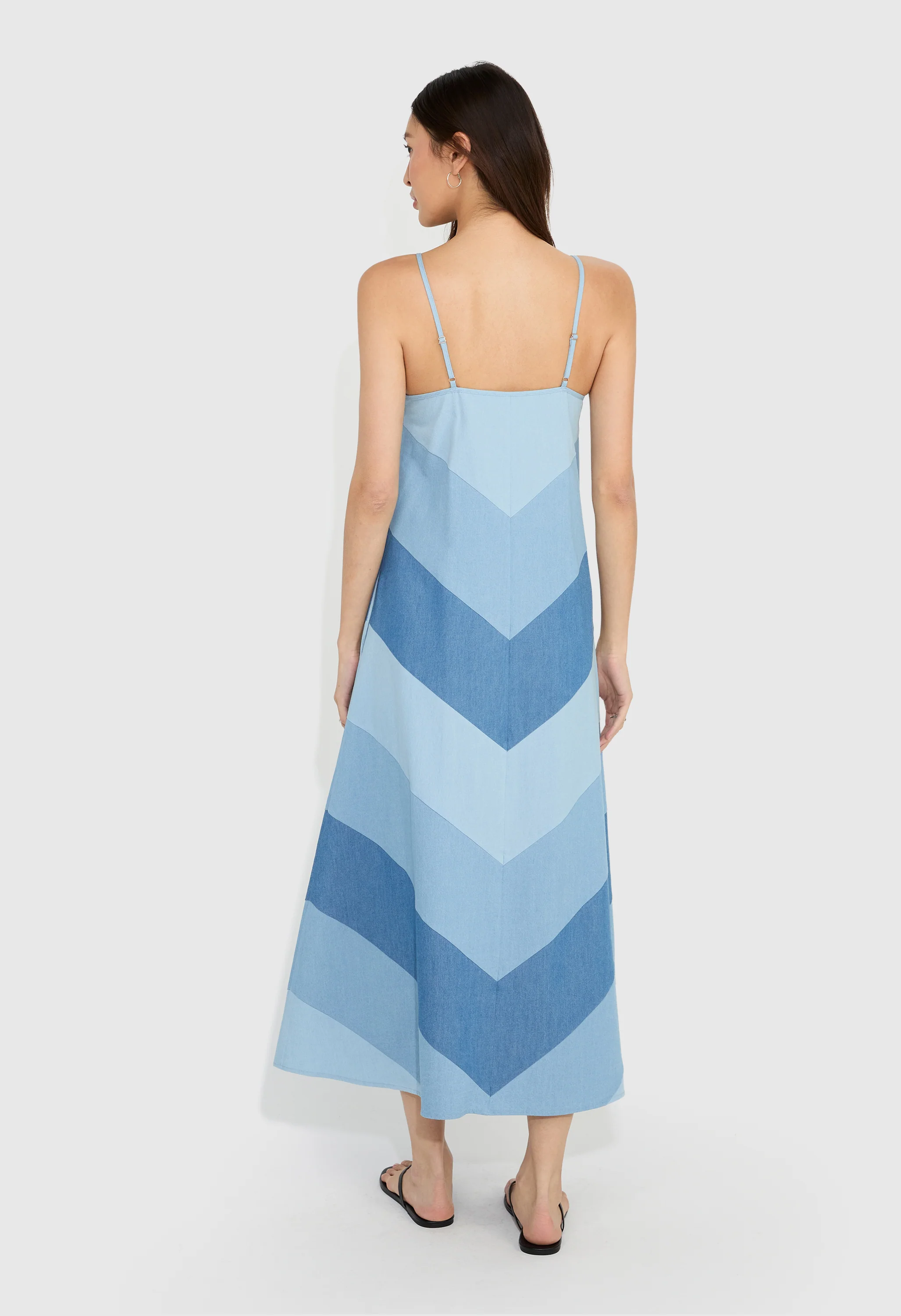 Chevron Denim Maxi Dress - Image 3
