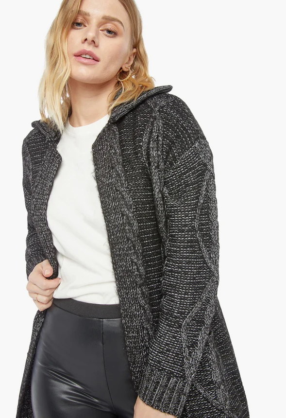 Chunky Cable Sweater Coat - Image 4
