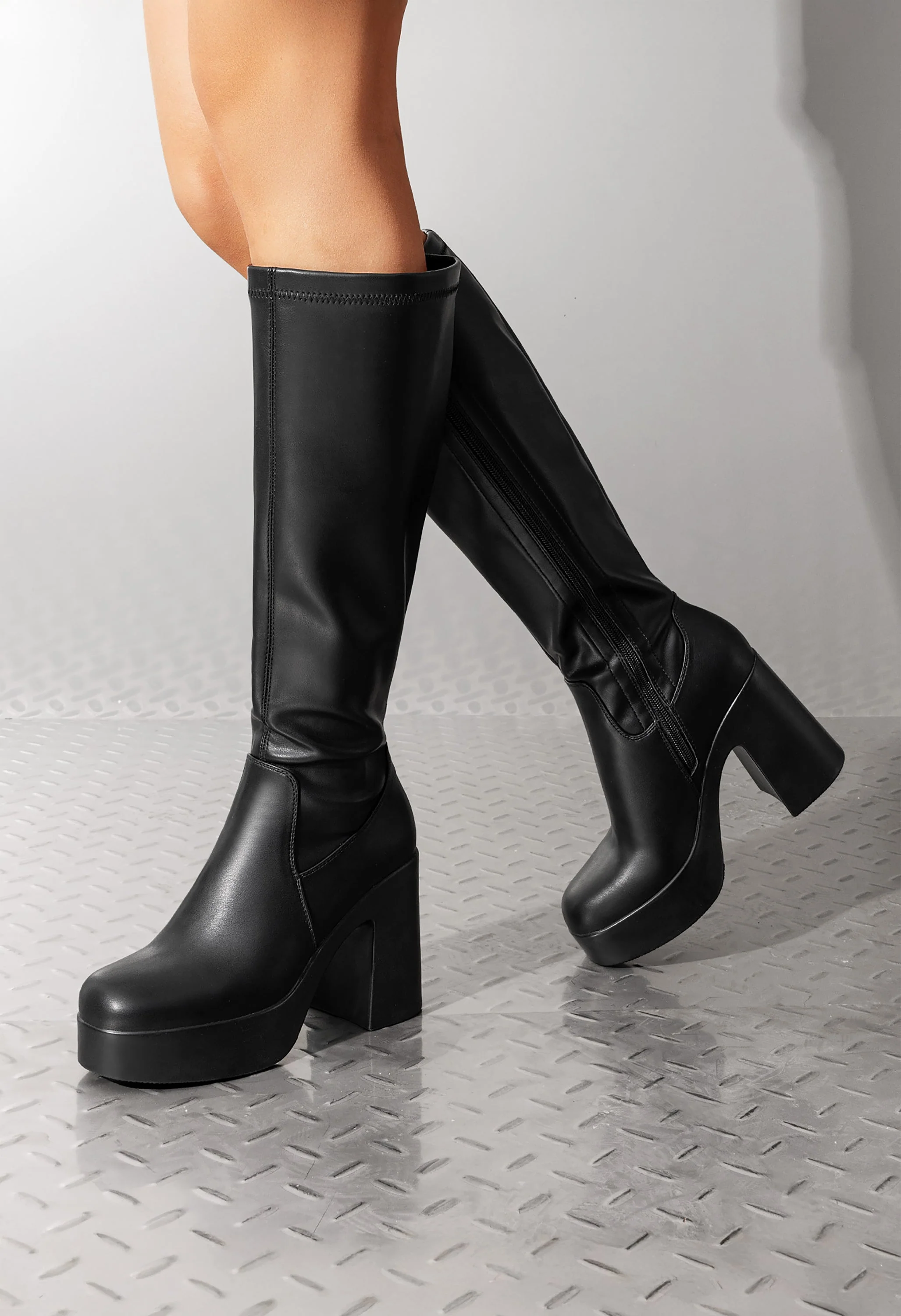 Chunky Platform Knee High Boots - Image 8