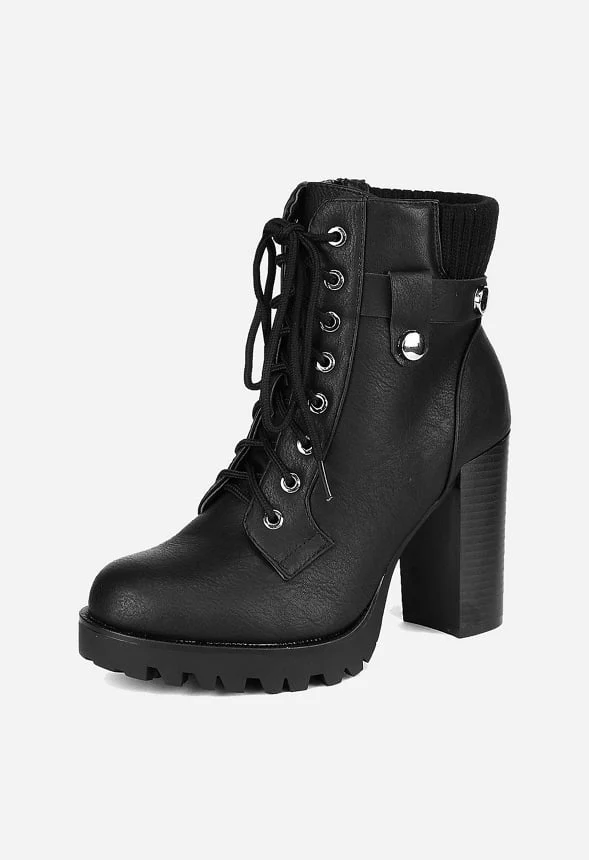 Chunky Round-Toe High Heel Ankle Boot - Image 2