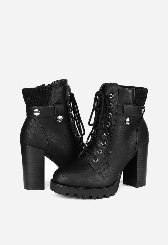Chunky Round-Toe High Heel Ankle Boot - Image 3