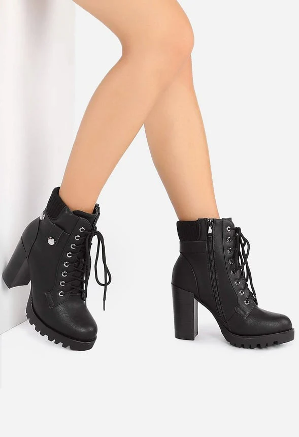 Chunky Round-Toe High Heel Ankle Boot - Image 4
