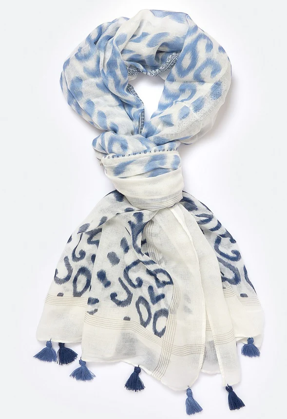 Cleo Blue Paisley Print Scarf - Image 2