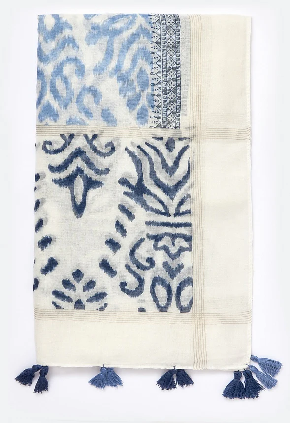 Cleo Blue Paisley Print Scarf - Image 3