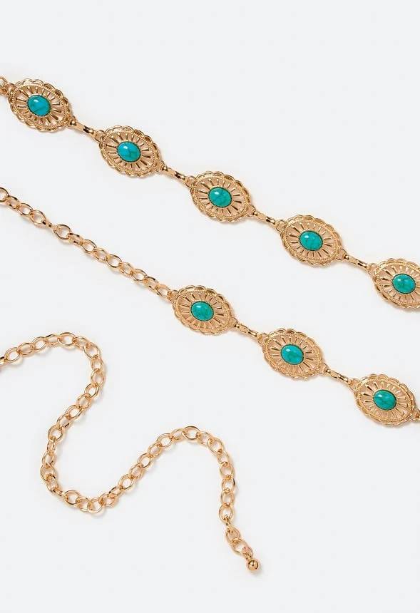Cleo Faux Turquoise Inlay Chain Belt - Image 2