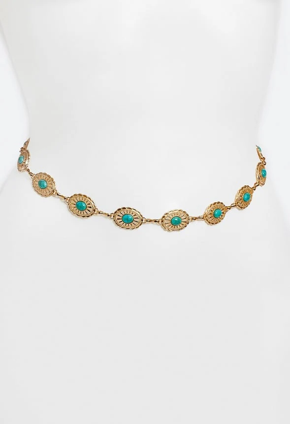 Cleo Faux Turquoise Inlay Chain Belt - Image 3