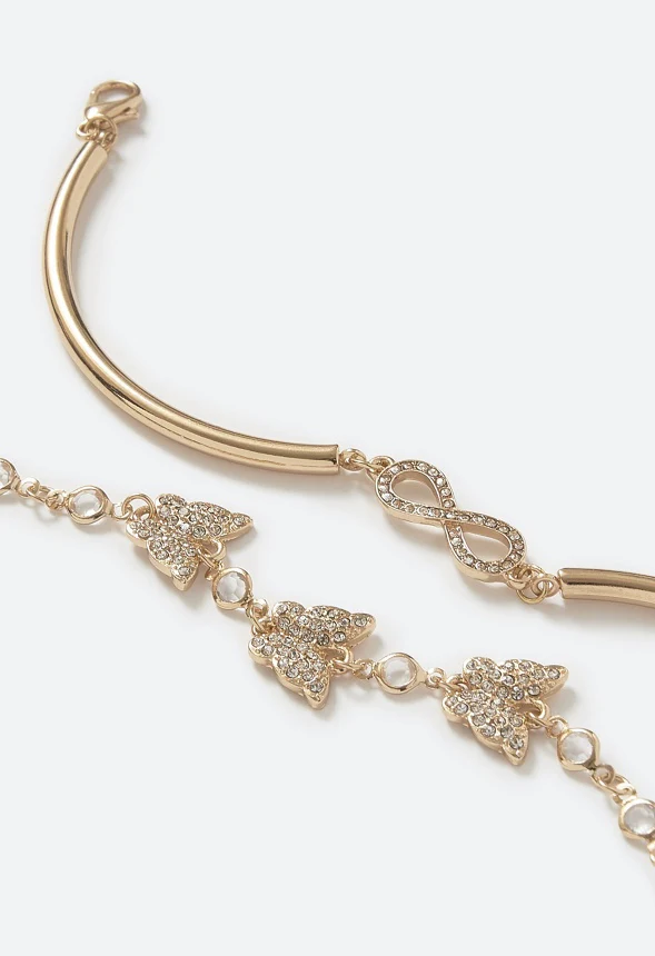 Cleo Rhinestone Butterfly And Infinity Bracelets Set - Image 3