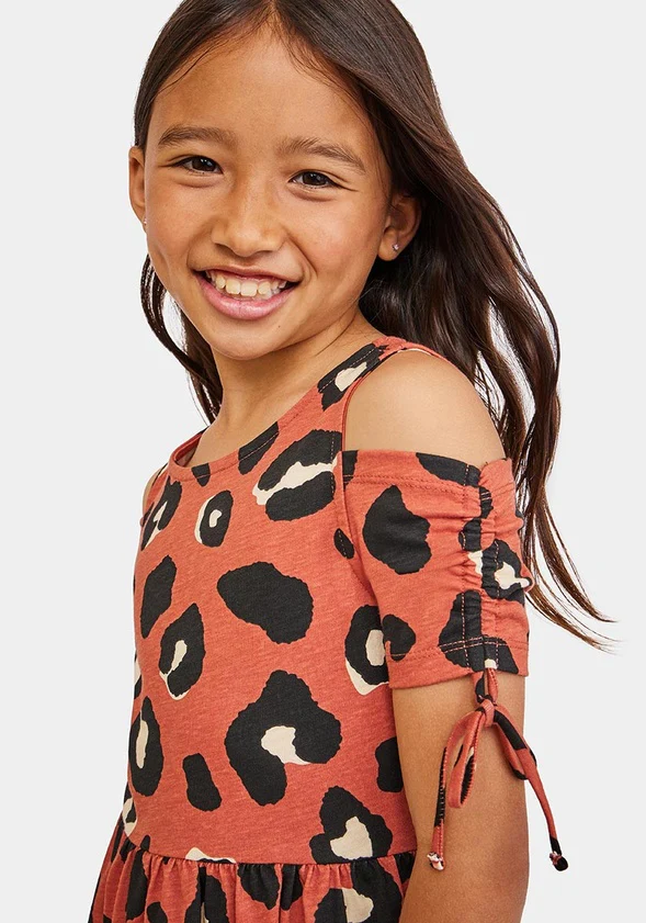Cold Shoulder Leopard Dress - Image 2