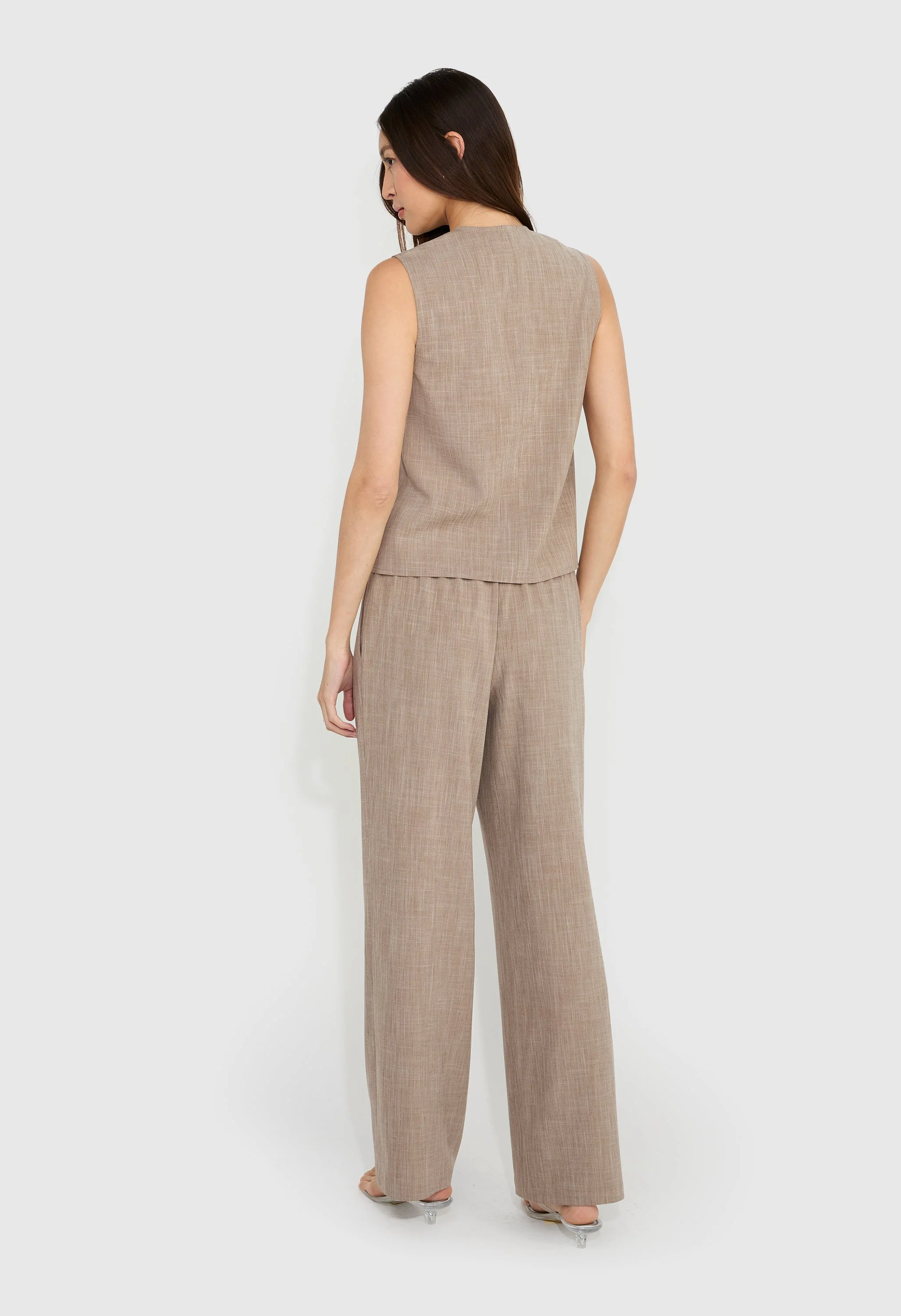 Collarless Tie Front Tailored Vest - Image 4