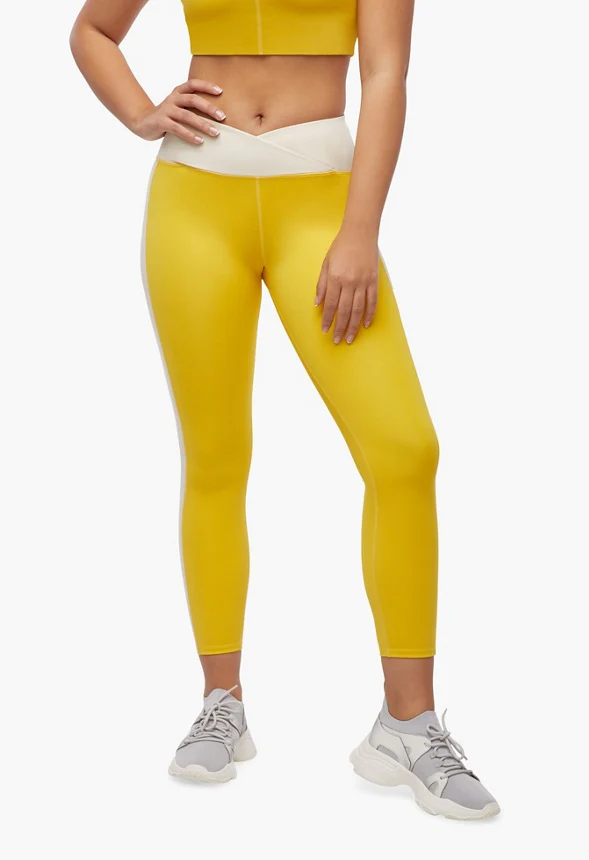 Color Block Crossover Waistband Leggings - Image 2