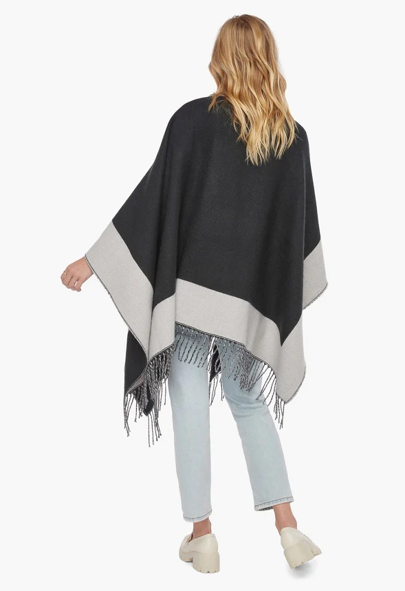 Colorblock Fringe Ruana - Image 3