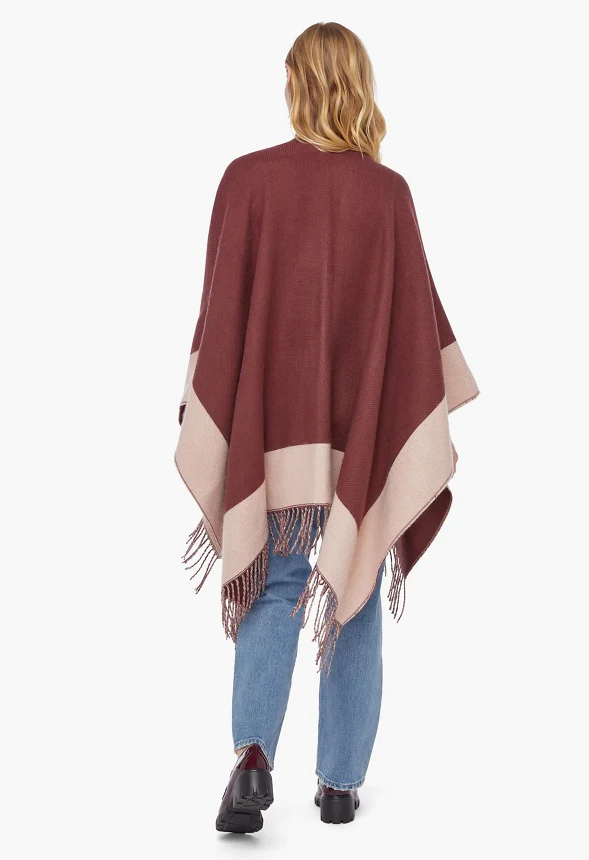Colorblock Fringe Ruana - Image 3