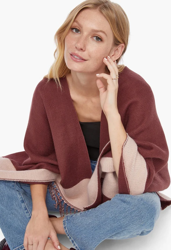 Colorblock Fringe Ruana - Image 4