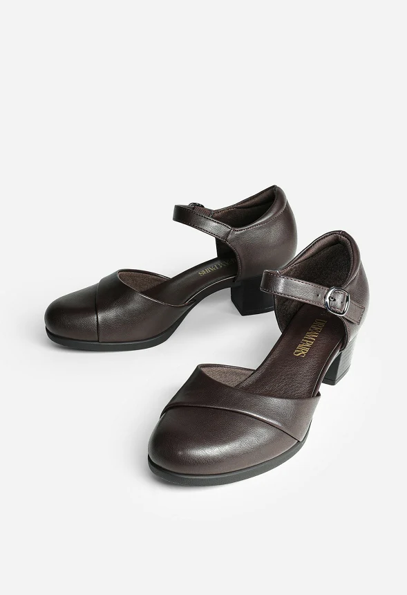 Comfortable Strap Low Block Heel Pump - Image 4