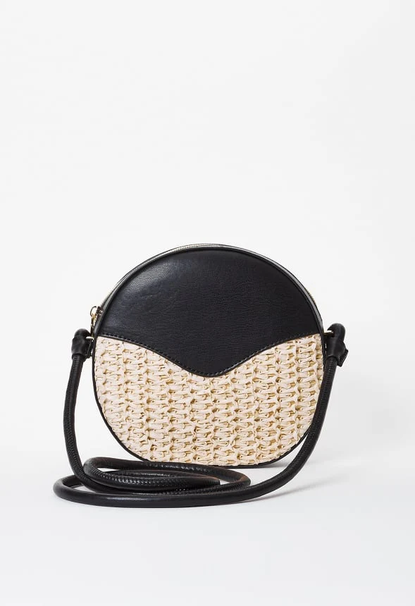 Contrast Raffia Canteen Crossbody