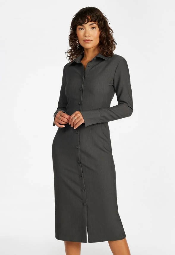 Corset Midi Suiting Shirt Dress - Image 2